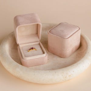 Pink Suede Ring Box by Caitlyn Minimalist • Jewelry Box, Perfect for an Engagement Ring • Minimalist Trinket Box • Gift for Wife • XR026
