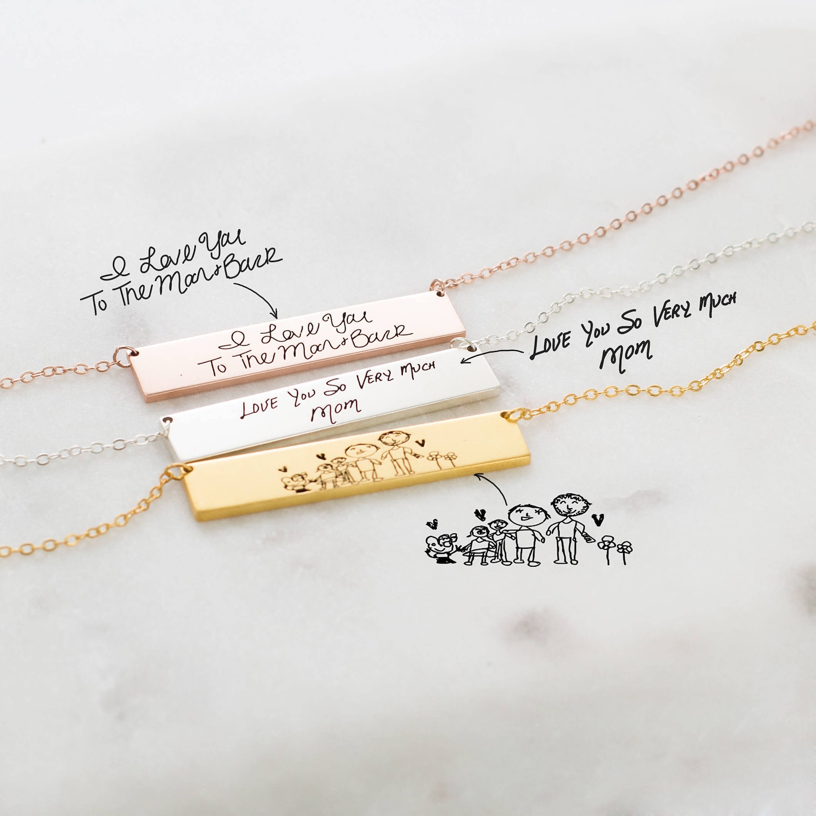 Handwriting Jewelry Engraved Actual Handwriting Necklace Etsy