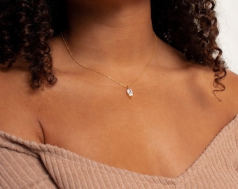 Marquise Diamond Necklace by Caitlyn Minimalist • Dainty Marquise Pendant Necklace • Minimalist Necklace • Anniversary Gift for Her • NR067