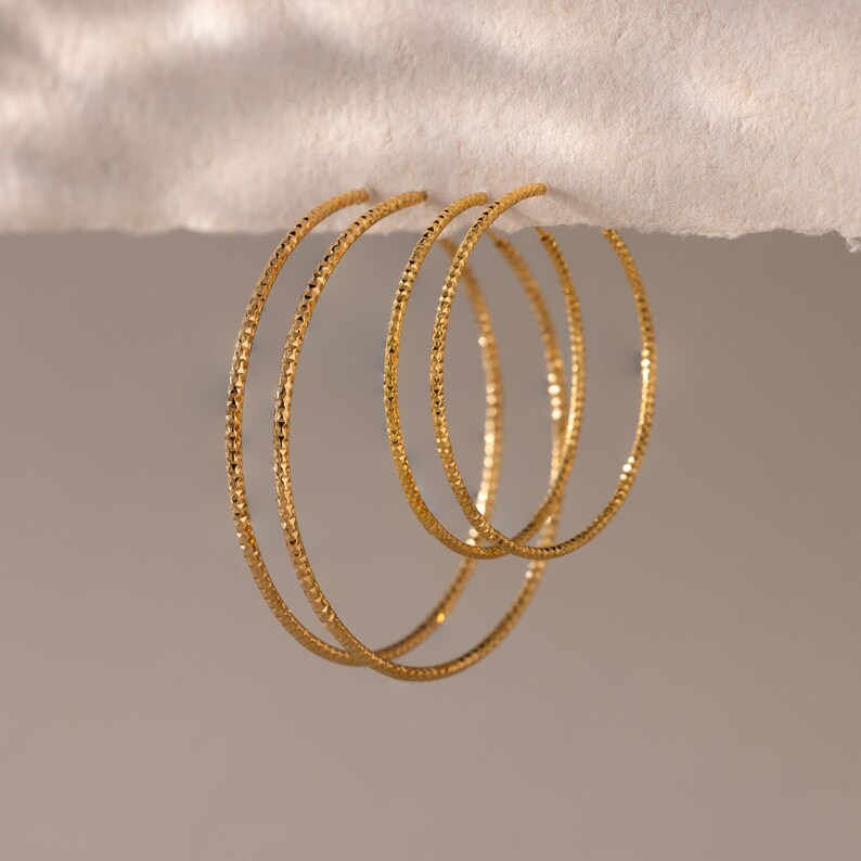 Subtle Hoops Thin Textured Hoops by Caitlyn Minimalist • Gold Hoop Earrings ...