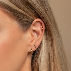 Pavé Cartilage Mini Hoops by Caitlyn Minimalist Dainty Diamond Huggie Earrings Small Gold Hoops Perfect Gift for Her ER249 image 6