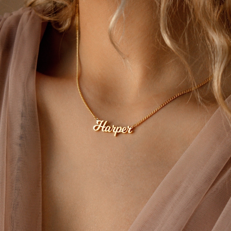 Custom Name Necklace by Caitlyn Minimalist Custom Layering Necklace Birthday Gift Personalized Name Jewelry Gift for Wife NH65F97 image 1