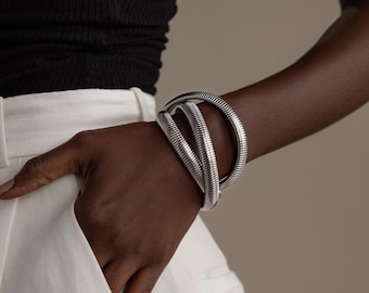 Padlock Cuff Bangle: Wide Stainless Steel Bracelet With Heart Lock