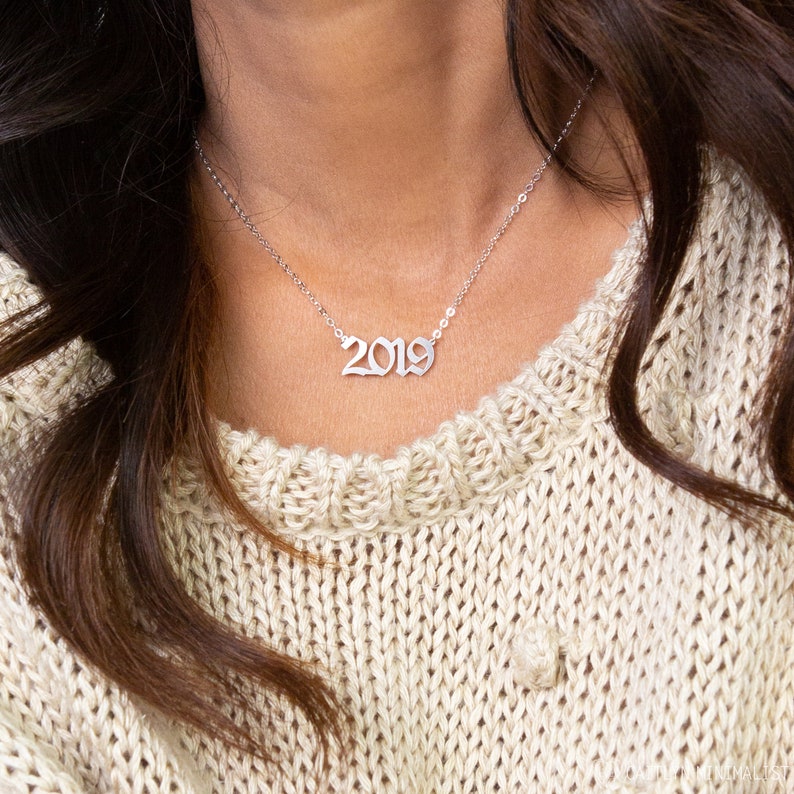 Year Necklace Custom Number Necklace Custom Name Necklace Gothic Necklace Graduation Gift Birthday Gift NH02F69 image 3