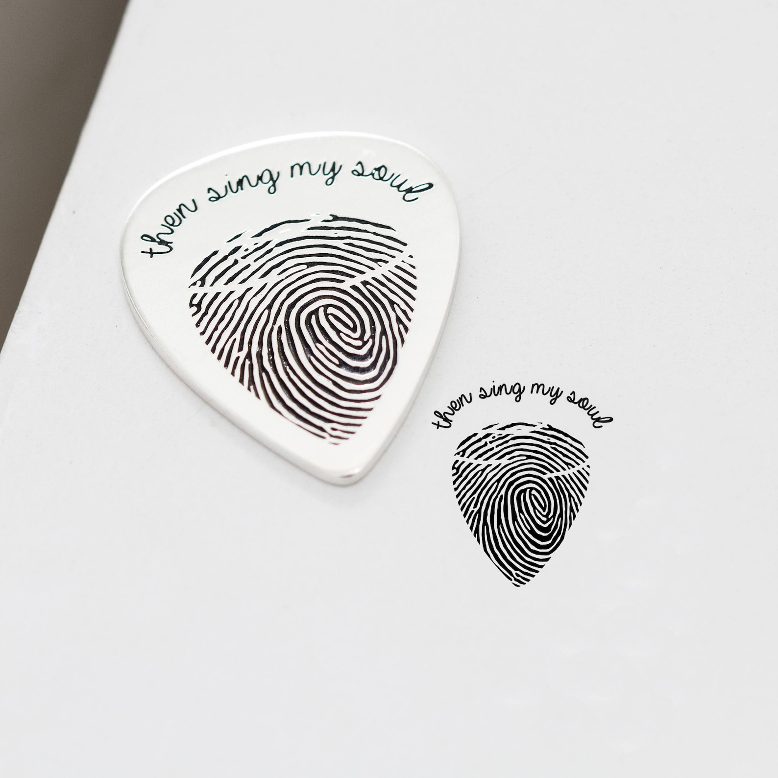 Actual Fingerprint Engraved Guitar Pick Custom Hand Stamped Etsy