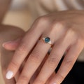 Blue Topaz Diamond Ring by Caitlyn Minimalist • Vintage Inspired Gold Engagement Ring • Diamond Promise Ring • Christmas Gifts • RR105