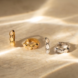 Moonstone Huggie Hoop Earrings by Caitlyn Minimalist • Dainty Gemstone Stacking Earrings • Boho Moonstone Jewelry • Birthday Gift • ER411 image 6