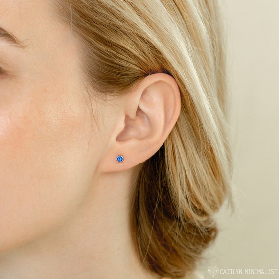 Minimalist Birthstone Earrings • Dainty Stud Earrings