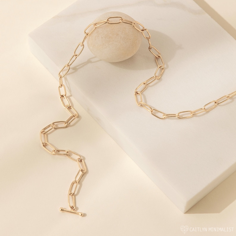 Paper Clip Necklace with Toggle Clasp Minimalist Necklace Etsy