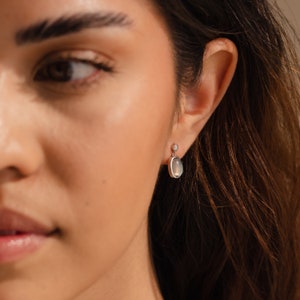 Moonstone Drop Earrings by Caitlyn Minimalist Gemstone Stud Earrings Natural Labradorite Earrings Gift for Girlfriend ER331 STERLING SILVER