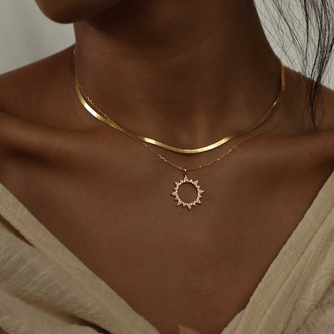 Pave Sun Necklace by Caitlyn Minimalist • Boho Necklace