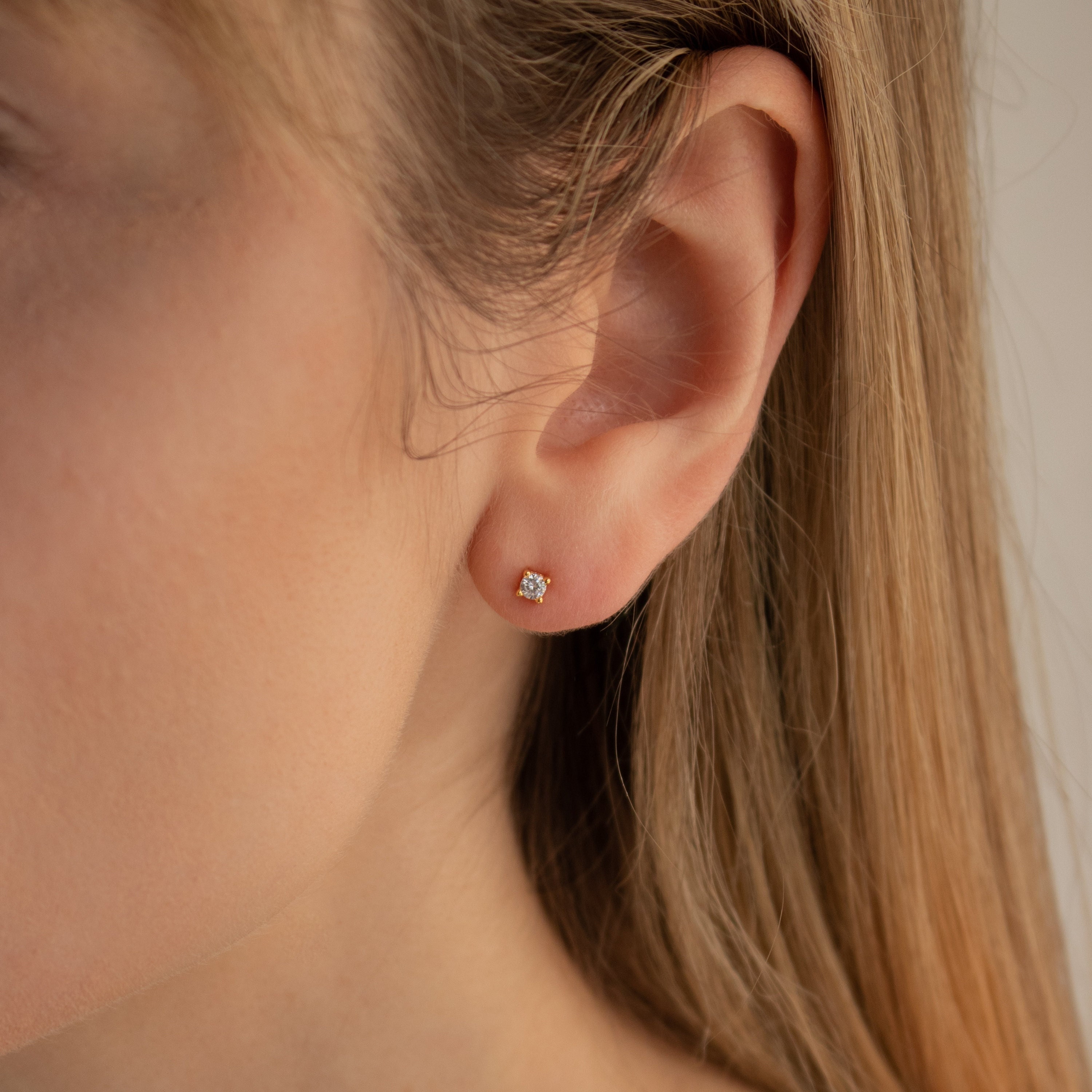 Small 2mm Diamond Studs by Caitlyn Minimalist • Dainty