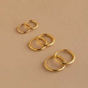 Stacking Hoop Earrings by Caitlyn Minimalist Thin Hoop Earrings in Gold & Silver Lightweight Dainty Earrings Birthday Gift for Her image 4