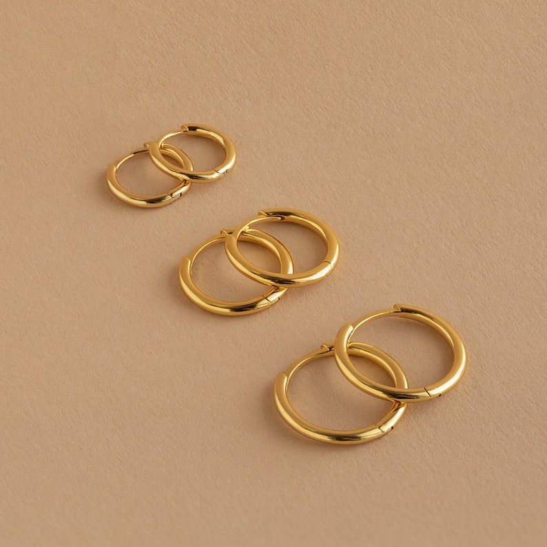 Stacking Hoop Earrings by Caitlyn Minimalist Thin Hoop Earrings in Gold & Silver Lightweight Dainty Earrings Birthday Gift for Her image 4
