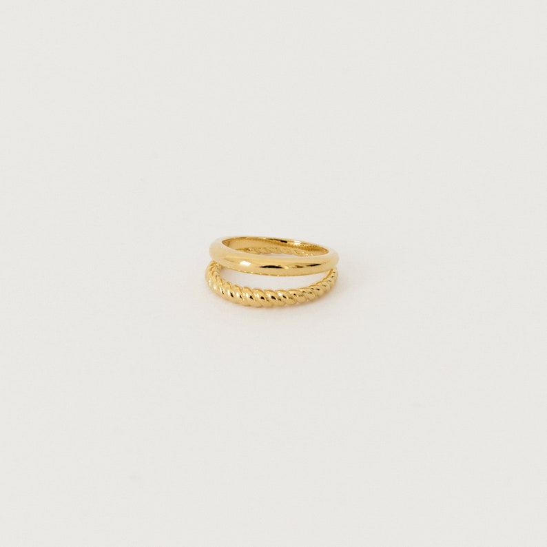 Stacked Duo Ring by CaitlynMinimalist Gold Minimalist Ring: Twist Ring & Simple Ring Stackable Ring Birthday Gift for Her RR058 image 6