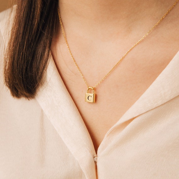 Solid 9ct Personalised Initial Padlock Necklace – soremijewelleryuk