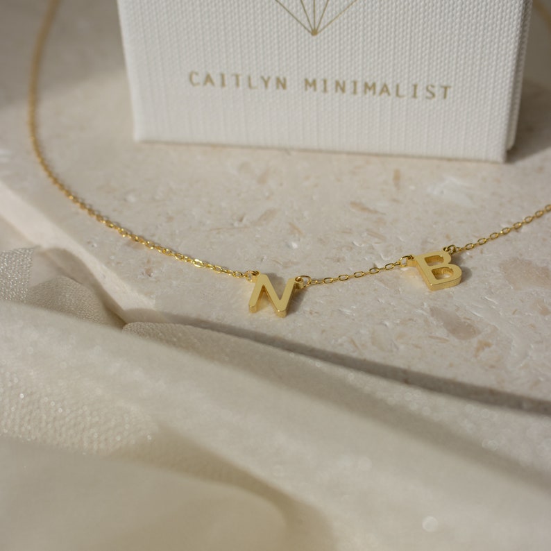 Dainty Initial Necklace by Caitlyn Minimalist Custom Letter Charm Necklace Delicate Layering Necklace Birthday Gift for Her NM54F77 image 7