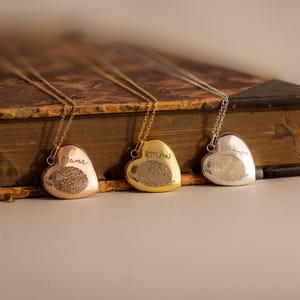 Fingerprint Heart Locket Necklace by Caitlyn Minimalist • Custom Engraved Locket Pendant • Memorial Jewelry • Loss of Mother Gift • NM226NI