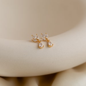 Marquise Diamond Drop Earrings by Caitlyn Minimalist Dainty Dangle Earrings Elegant Wedding Jewelry Bridesmaid Gift ER343 image 2