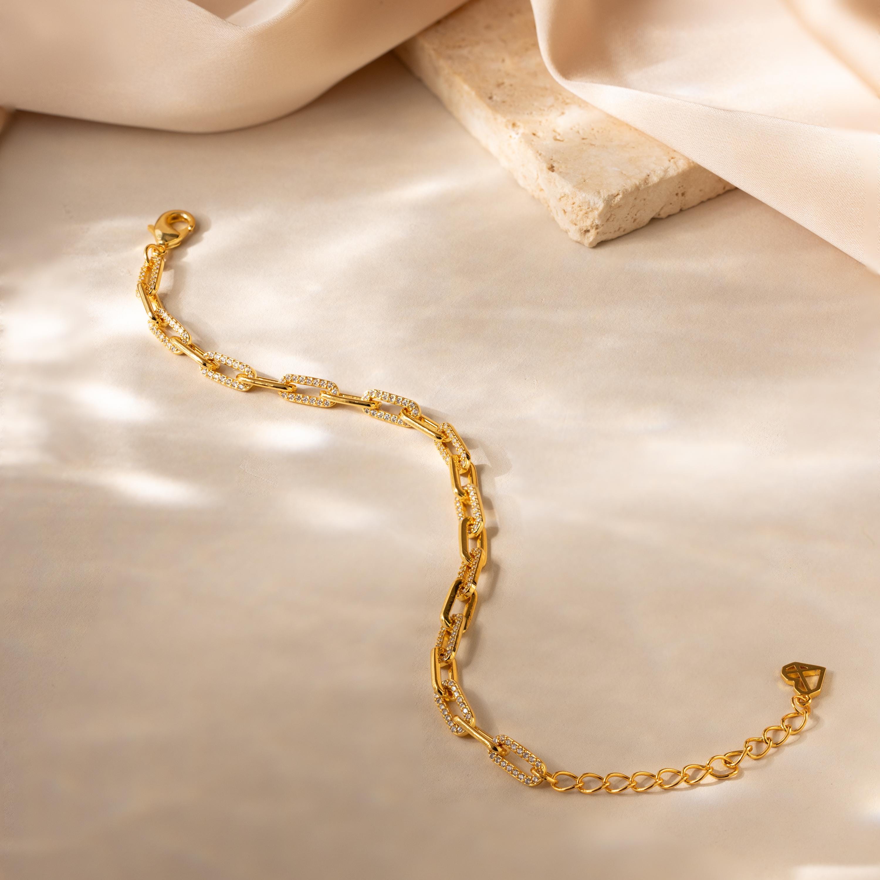 Pave Diamond Paperclip Bracelet by Caitlyn Minimalist