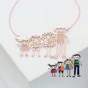 Actual Kids Drawing Necklace Children Artwork Necklace Kid Art Gift Personalized Necklace Mom Gift Grandma Gift NM19 Bild 2