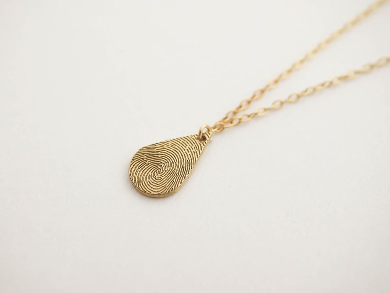 Tiny Teardrop Fingerprint Necklace • Dainty Fingerprint Pendant • Loved One's Fingerprints Jewelry • Memorial Gifts • Mother's Gift • NM31 