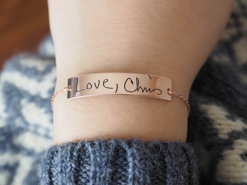 Custom Handwriting Jewelry Engraved Signature Bracelet Etsy