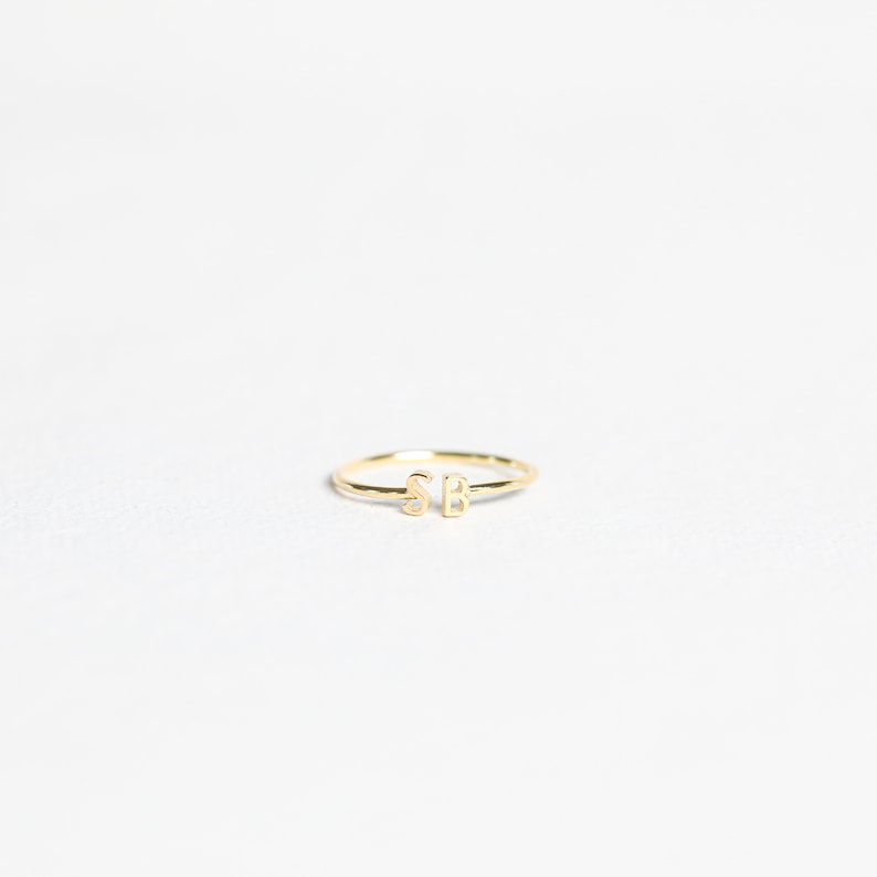 Duo Initial Ring Custom Letter Ring by Caitlyn Minimalist Couple Rings Mothers Ring Gifts For Mom RM74F39 image 7