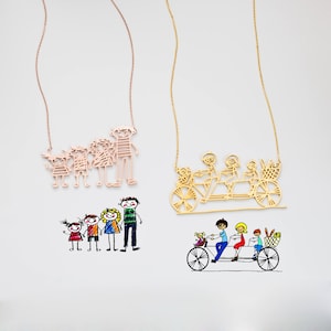 Drawing Necklace • Kid Artwork Necklace • Customized Child Art • Personalized Necklace • Children Drawing Gift for Grandma • Mom Gift • NM19