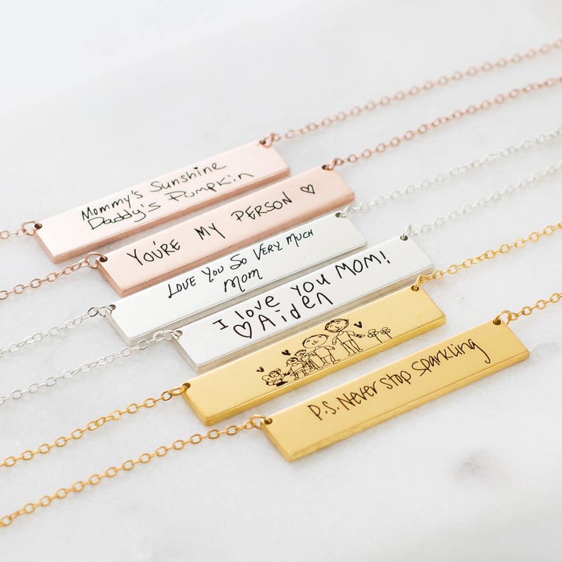 Handwriting Jewelry Engraved Actual Handwriting Necklace Keepsake Necklace Custom Signature Jewelry Mom Gift Gift for Her NM22 image 1