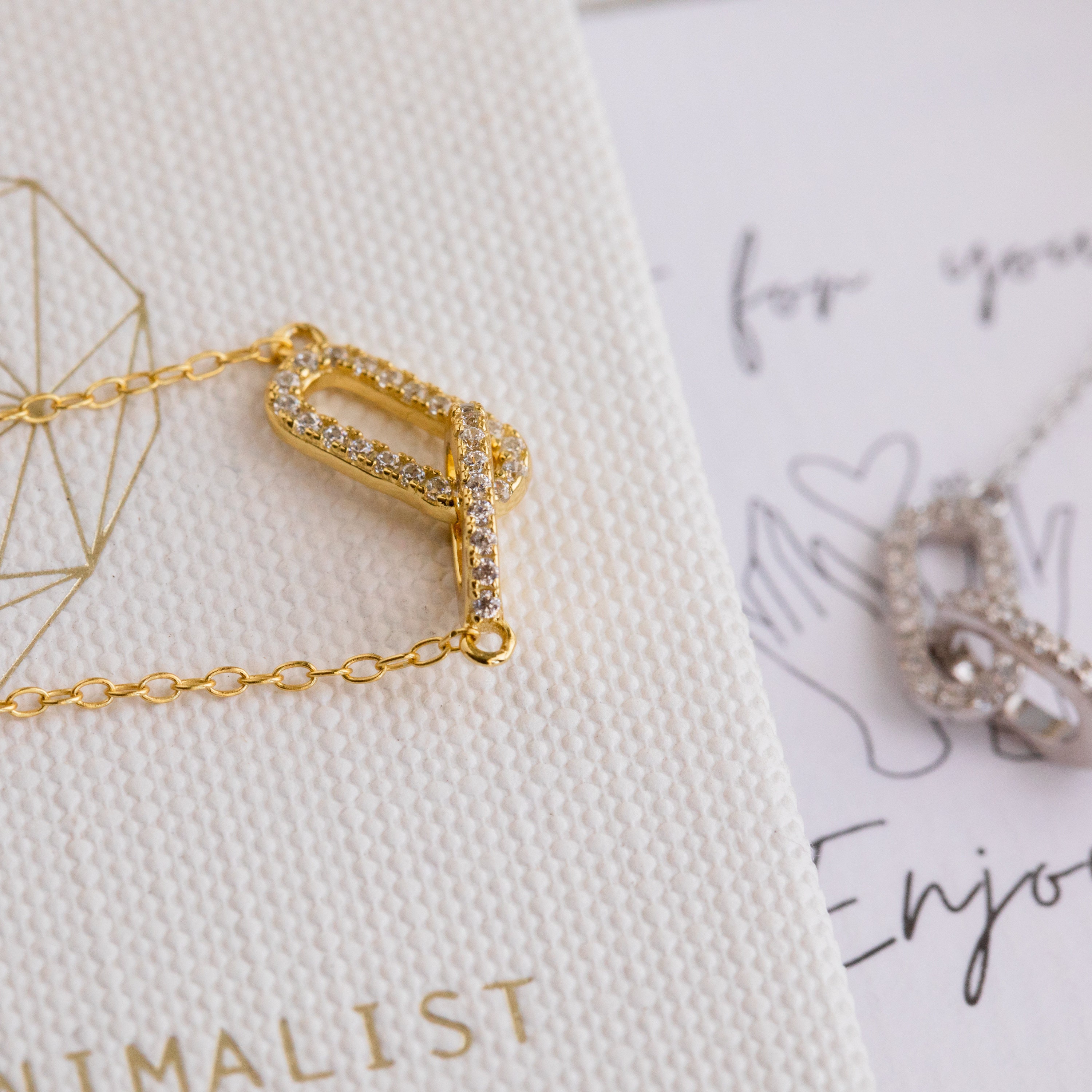 Pave Linked Pendant Necklace by Caitlyn Minimalist Interlocking