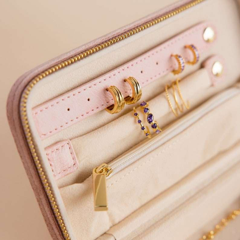 Pink Velvet Jewelry Case by Caitlyn Minimalist Minimalist Travel Jewelry Box Delicate Keepsake Box Birthday Gift for Friend XR012 image 8