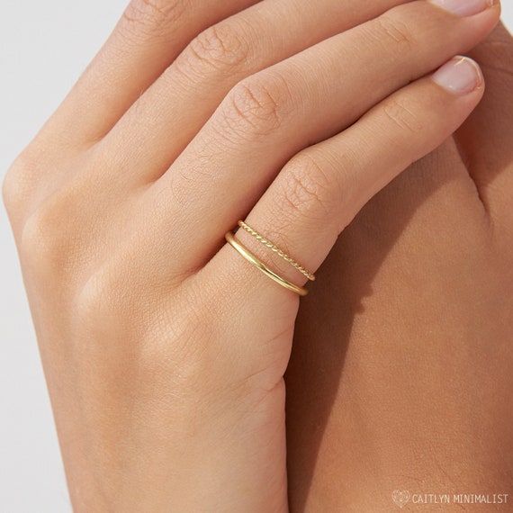 Minimalist Stacking Ring Set Midi Ring Twist Ring Stacking Rings Pinky Ring Dainty Ring in Sterling Silver Gold Rose Gold RM60 Etsy