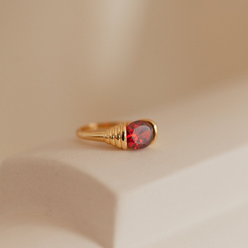 Garnet Signet Ring by Caitlyn Minimalist in Gold  Gemstone image 6