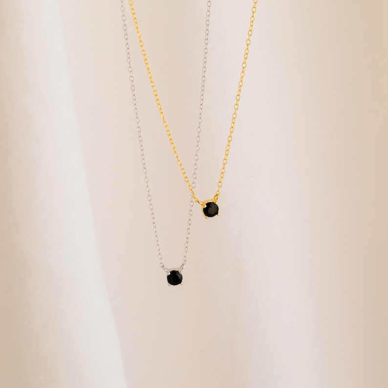 Onyx Dainty Charm Necklace by Caitlyn Minimalist Trendy Layering, Minimalist Necklace for Summer Best Friend Gift NR048 image 6