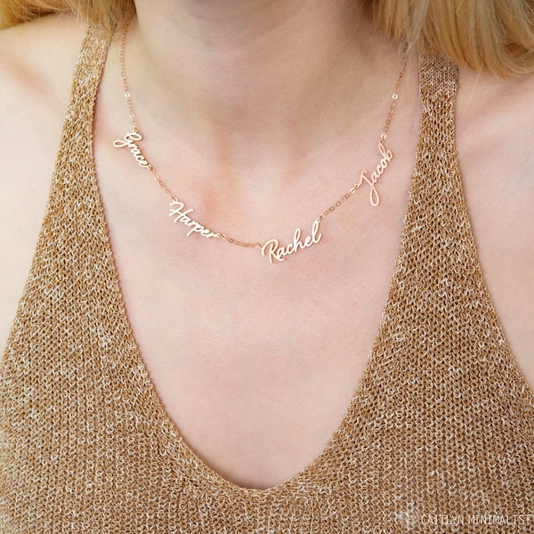 4 Name Necklace • Multiple Name Necklace • Custom Children Name • Personalized Family Necklace by CaitlynMinimalist • New Mom Gift • NH05F68