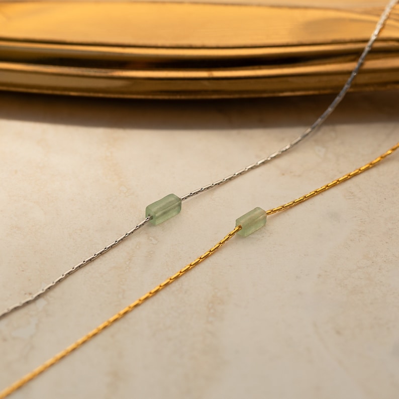 Dainty Jade Necklace by Caitlyn Minimalist Tiny Jade Necklace Green Gemstone Jewelry Gift for Her NR150 AVENTURINE