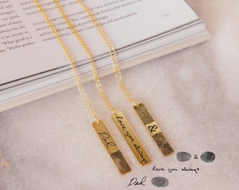 Handwriting Bar Necklace • Custom Actual Handwriting Jewelry • Personalized Signature Necklace • Memorial Keepsake Jewelry • Mom Gift • NM23