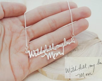 Memorial Signature Necklace • Personalized Handwriting Necklace • Keepsake Jewelry in Silver • Handwriting Jewelry • Memorial Gift • NH01