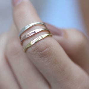 Custom Name Ring • Personalized Stacking Ring • Skinny Stackable Names Ring in Sterling Silver • New Mom Gift • RM21F31