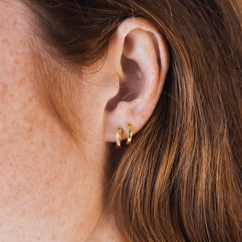 Huggie Earrings Huggie Hoop Earrings in Gold, Sterling Silver, Rose Gold by Caitlyn Minimalist Perfect For Everyday Wear ER007 image 1