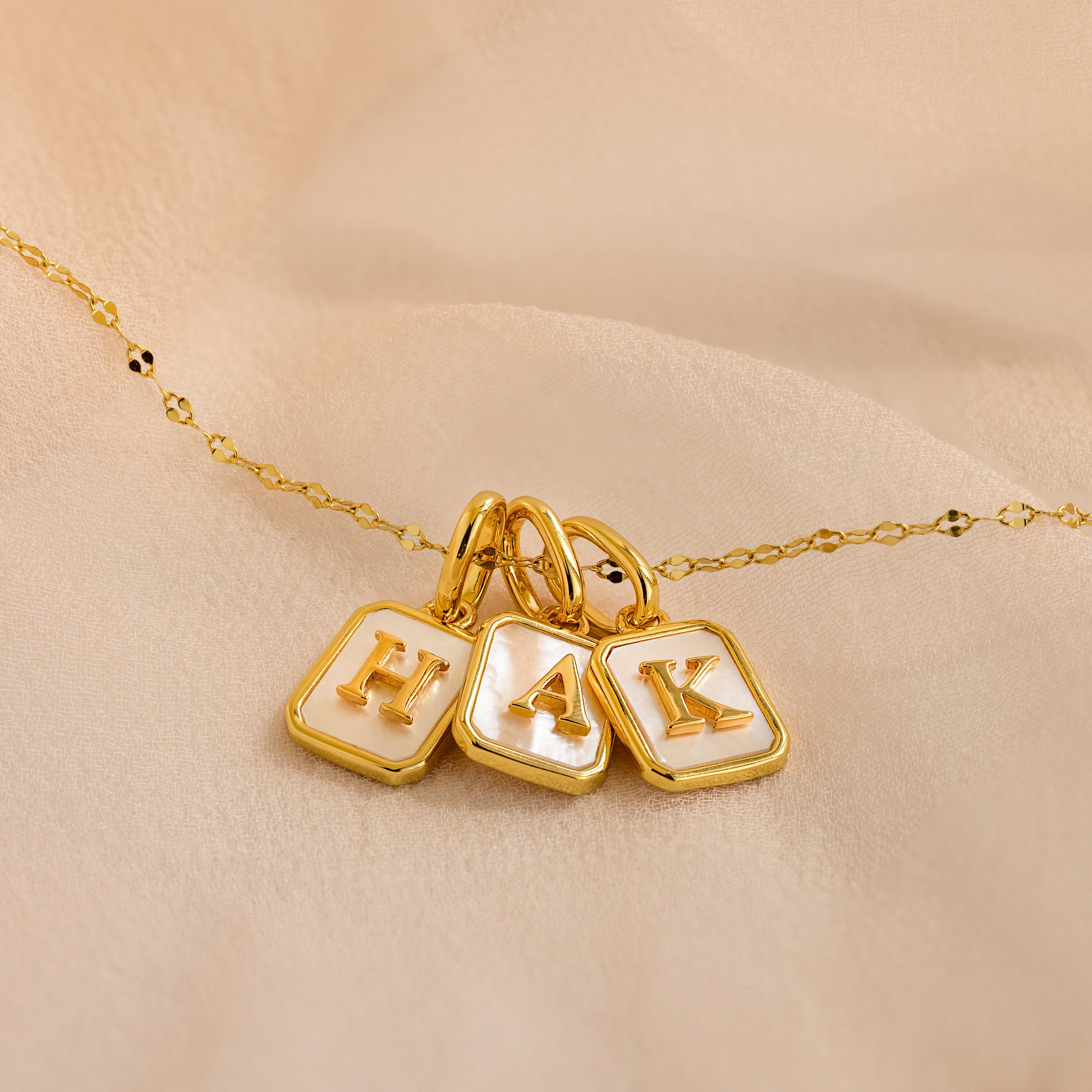 Mother of Pearl Initial Charm by Caitlyn Minimalist • Vintage-Style Pearl Pendant in Gold • Dainty Pearl Jewelry • Gift for Mom • XR020