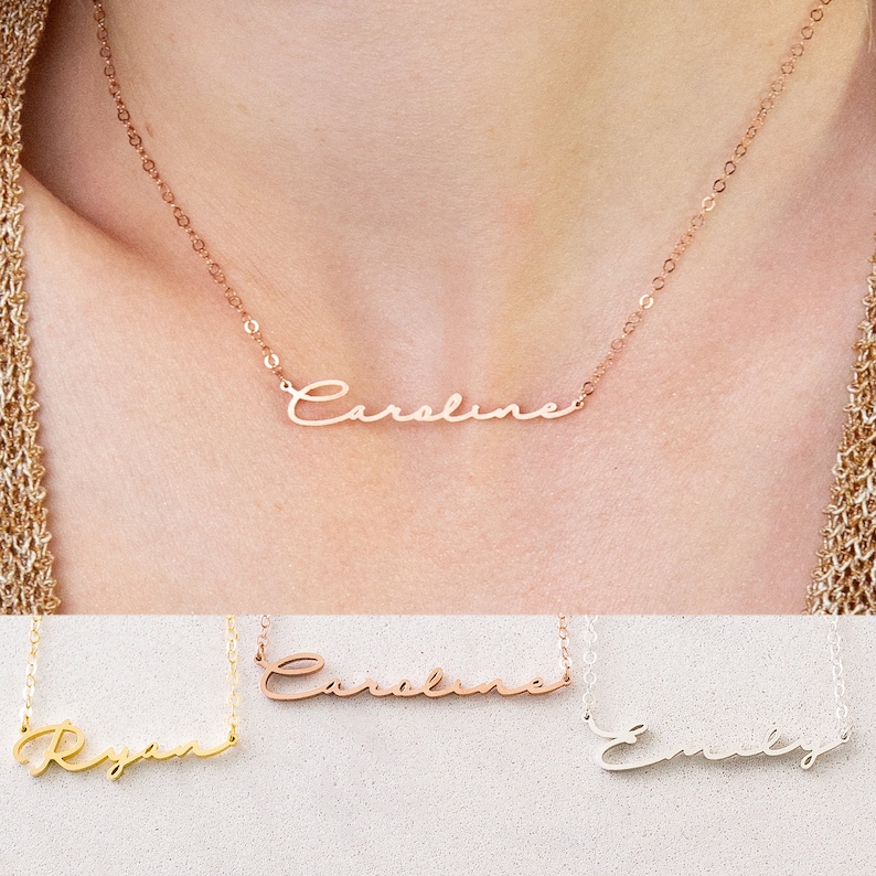 Minimalist Name Necklace • Name Necklace by CaitlynMinimalist in Sterling Silver, Gold and Rose Gold • Personalized Gift • NH02F66 