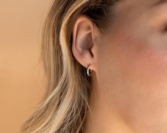 Dainty Hoop Earrings by Caitlyn Minimalist • Silver Everyday Earrings • 10mm Hoop Earrings • Minimalist Jewelry • Gift for Mom • ER391