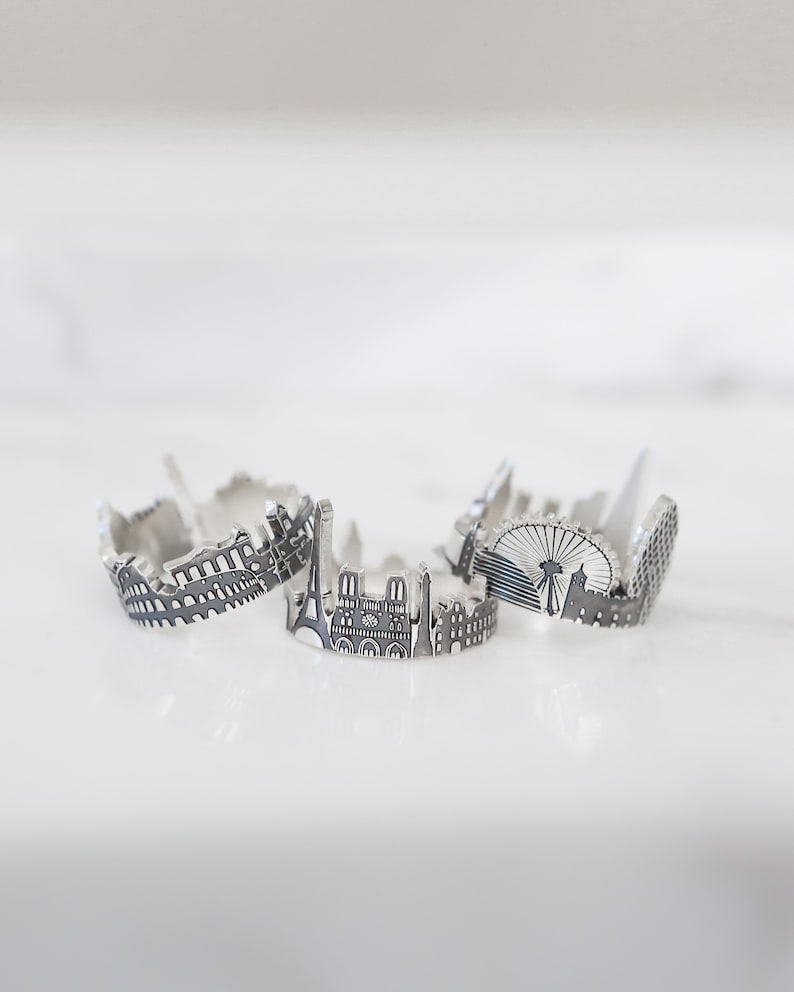 Custom City Ring Cityscape Ring Travel Ring Skyline Ring Statement Ring Friendship Ring Personalized Gift Wedding Gift RM41 image 9