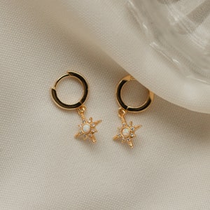 Starburst Huggie Earrings by Caitlyn Minimalist Trending Opal Star Earrings Perfect Minimalist Look Gift for Her ER055 image 2