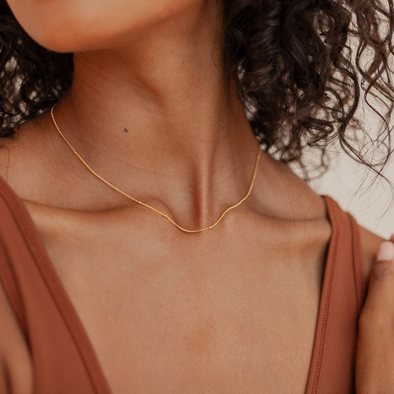 Satellite Necklace in Gold, Rose Gold, Sterling Silver by Caitlyn Minimalist Minimalist Necklace Layering Necklace NR017 image 7