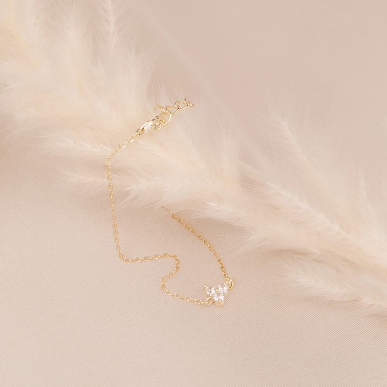 Sterling Silver LILY Diamond Bracelet \u2022 Dainty Gemstone Bracelet in Gold Rose Gold \u2022 Perfect Gift for Her \u2022 BR002
