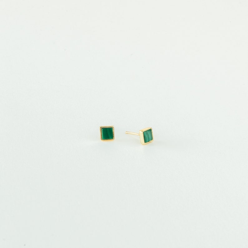 Malachite Stud Earrings Malachite Studs Malachite Jewelry Perfect Gift for Her Bridesmaid Gifts Perfect Best Friend Gift ER076 image 6