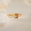 Citrine Birthstone Ring by Caitlyn Minimalist • Emerald Cut Ring • Vintage Style Crystal Ring • Gemstone Jewelry • Gift for Her • RR086